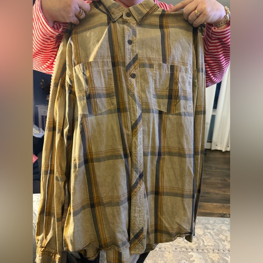 Harley-Davidson Tan Plaid Casual Button Down Shirt